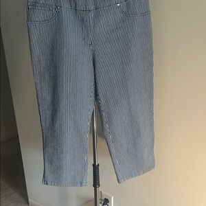 Ruby Rd. Navy and White Striped Capris